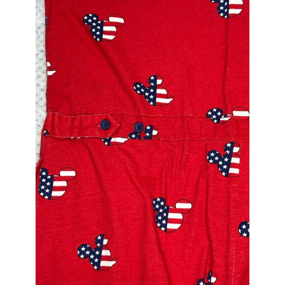 Disney Red Mickey Mouse Patriotic Print Button-Up Romper XL 100% Cotton - Picture 3 of 15